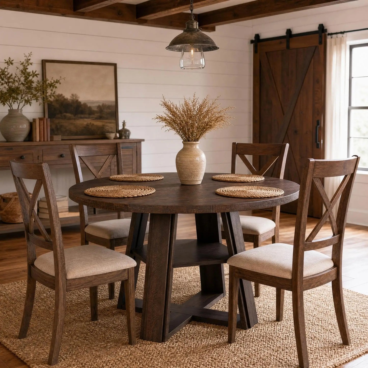 43-Inch Farmhouse Round Dining Table