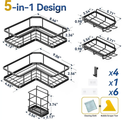 5-Piece Corner Shower Caddy Set