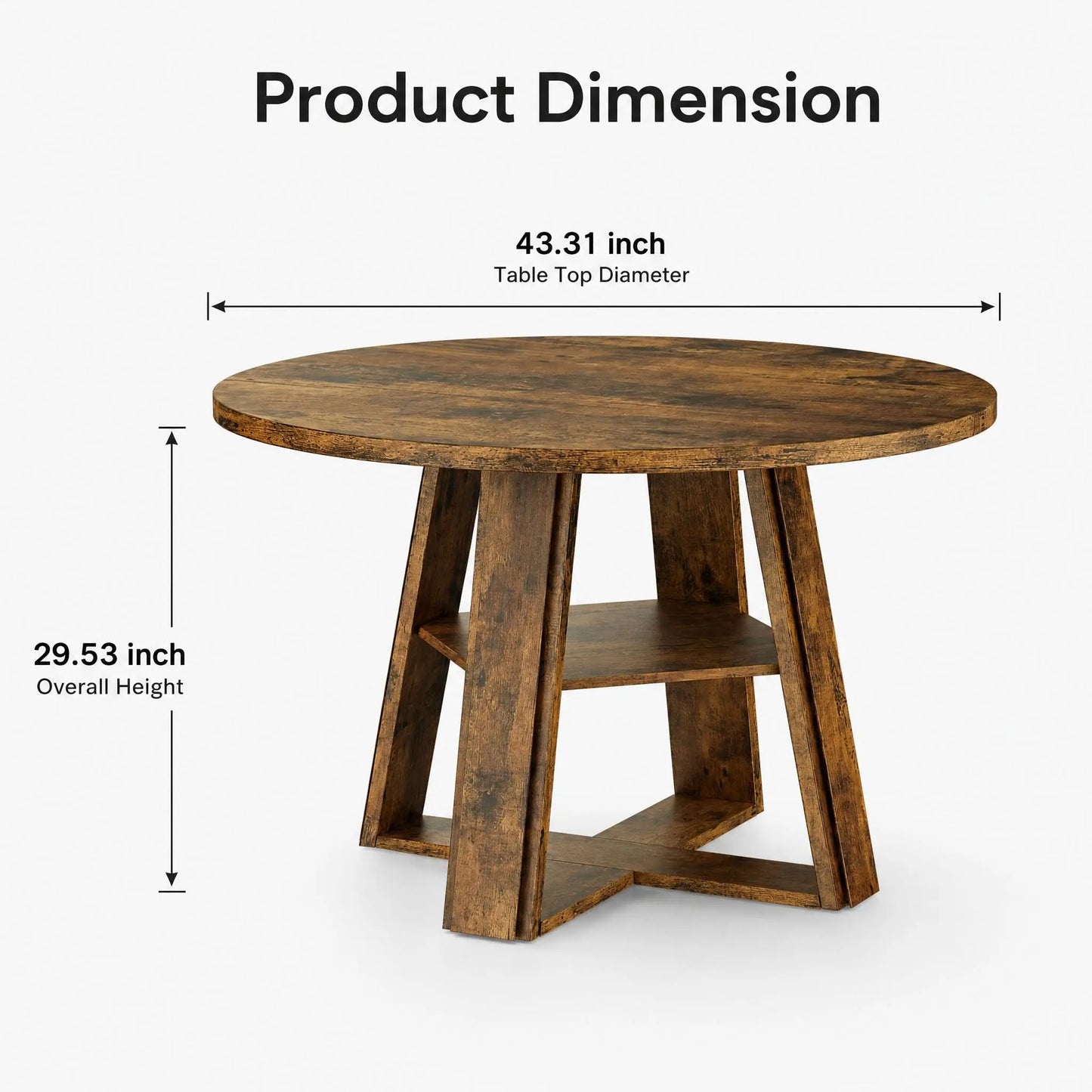 43-Inch Farmhouse Round Dining Table