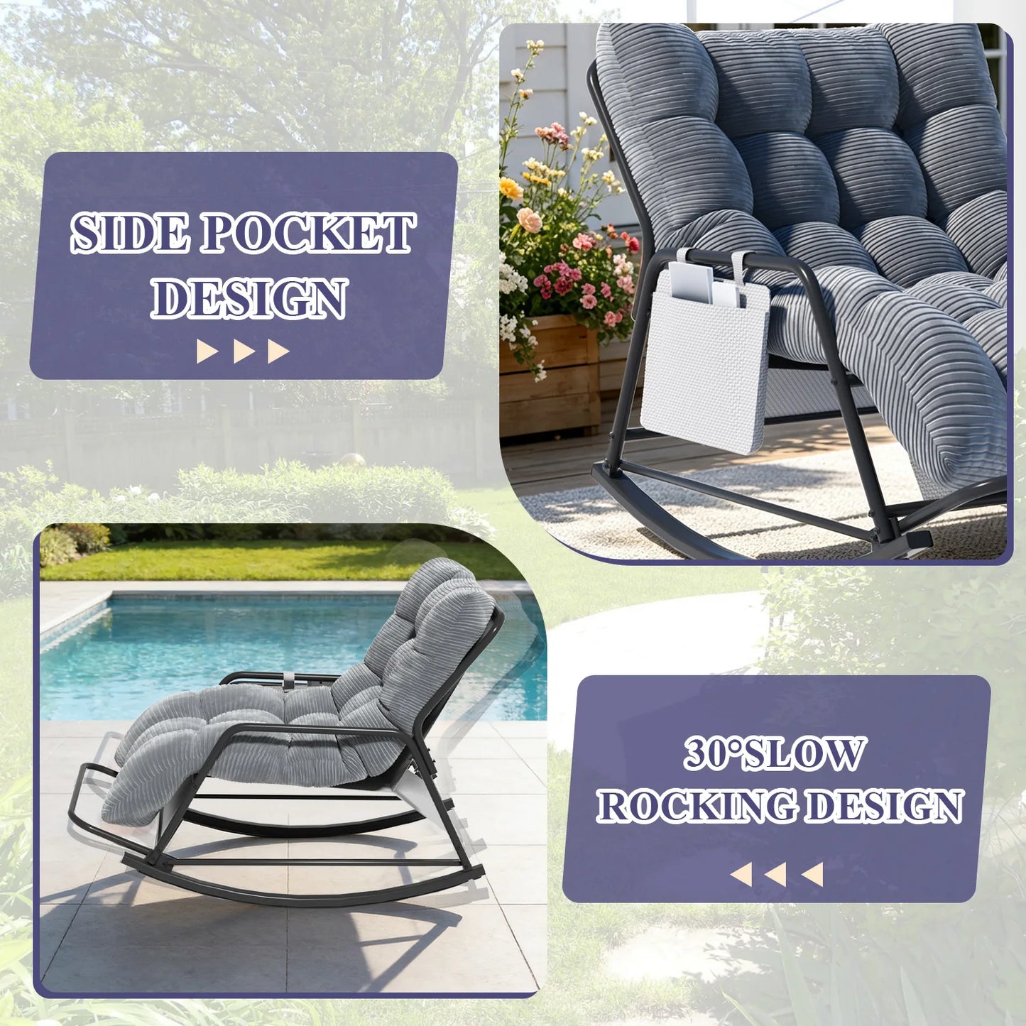 Oversized Cushioned Outdoor Rocking Chair