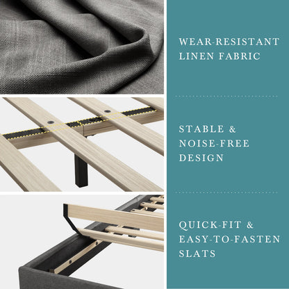 Linen Upholstered Platform Bed Frame