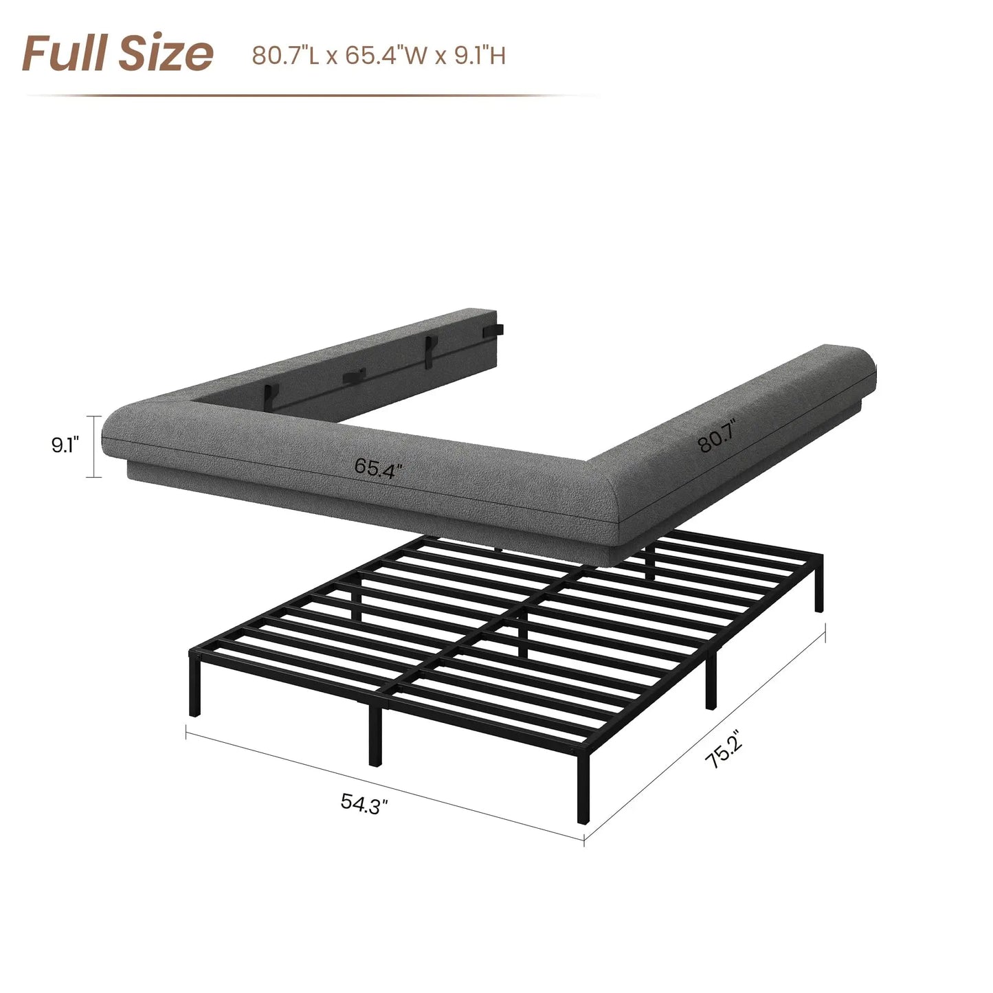 Upholstered Low-Profile Cloud Platform Bed