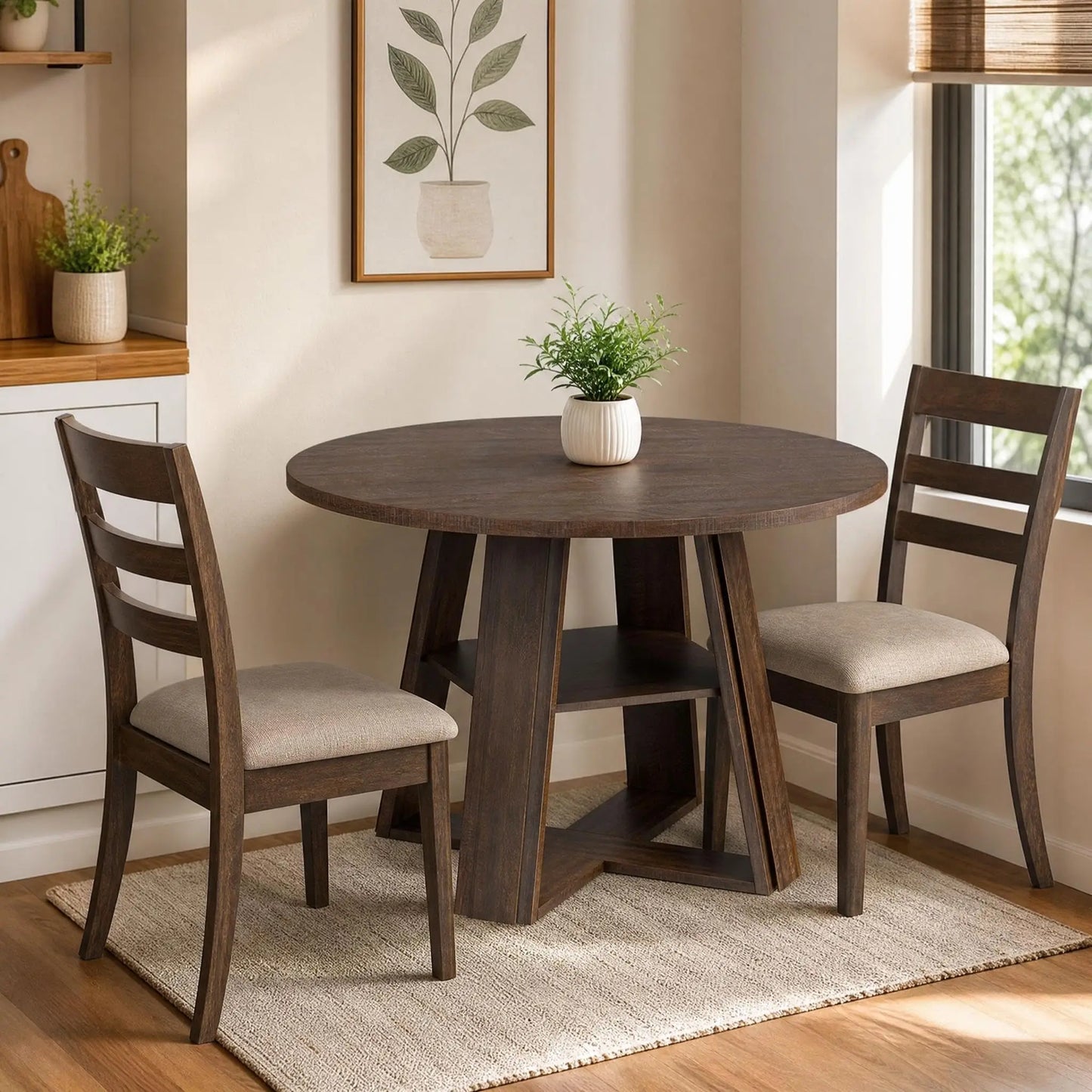 43-Inch Farmhouse Round Dining Table