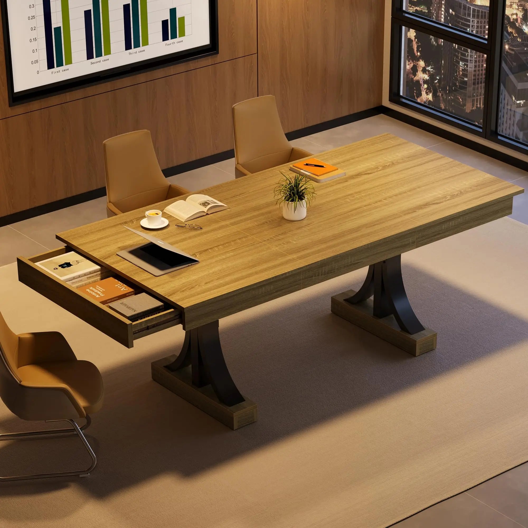 71-Inch Dining Table with 2 Drawers