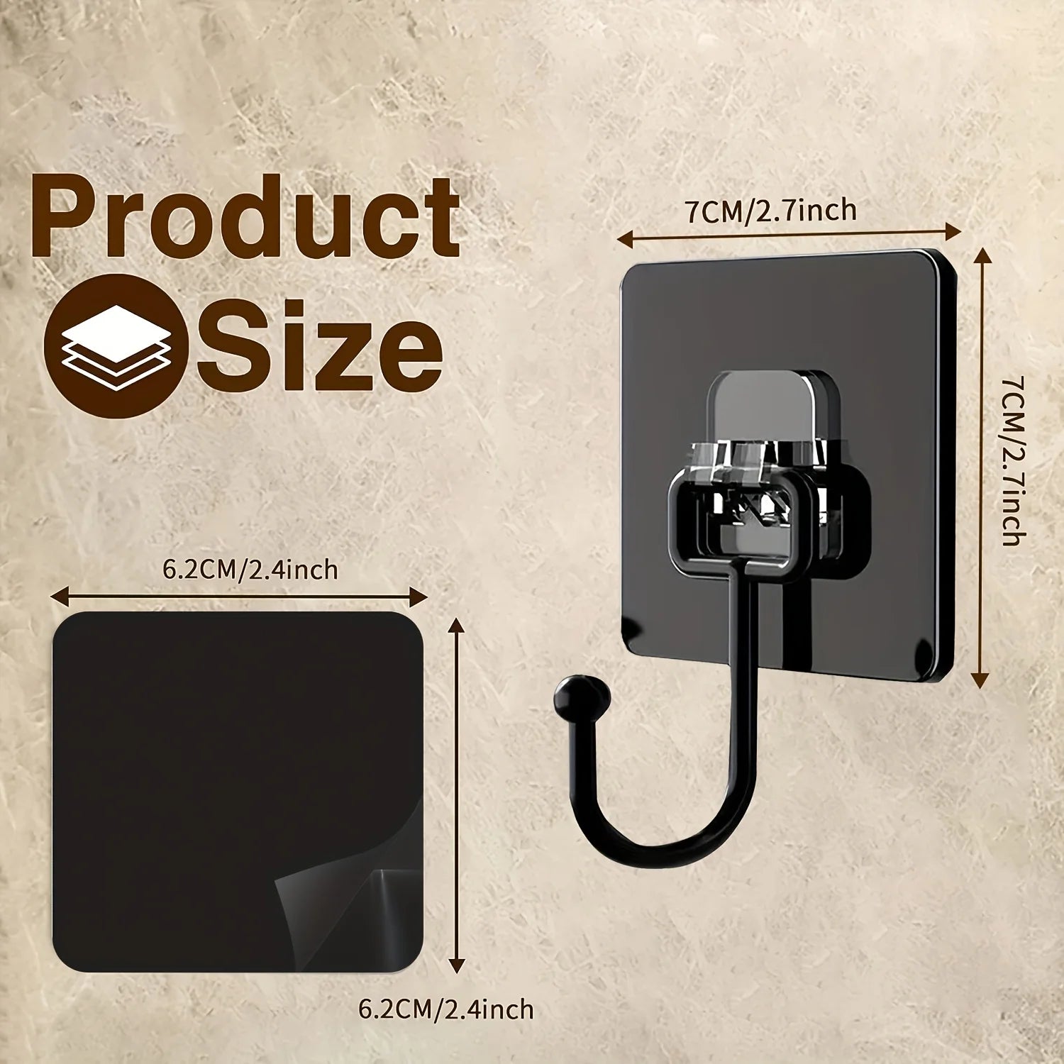5pcs Heavy Duty Wall Hooks - Self Adhesive Multi-Purpose Hooks for Towels, Robes, Keys. Waterproof for Bathroom Kitchen Use.