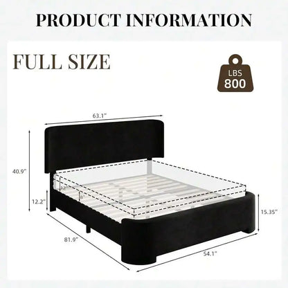 Velvet Wingback Upholstered Platform Bed