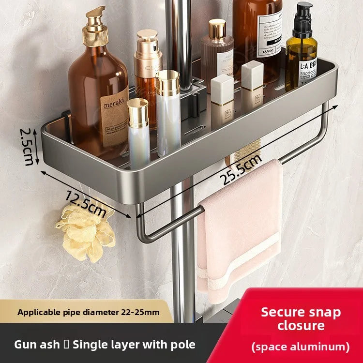 No-Drill Showerhead Storage Shelf