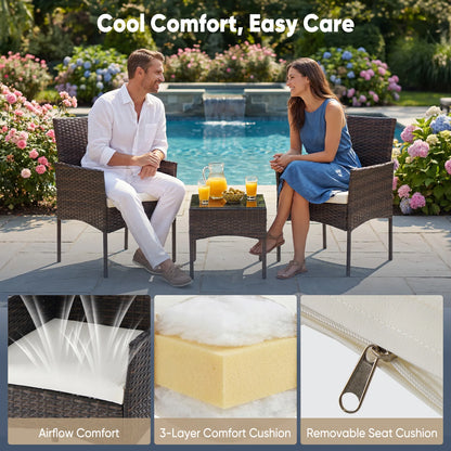 3-Piece Outdoor Wicker Bistro Set