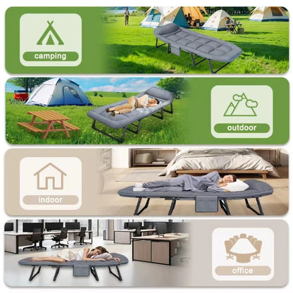 Adjustable Folding Lounge Chair with Side Pocket