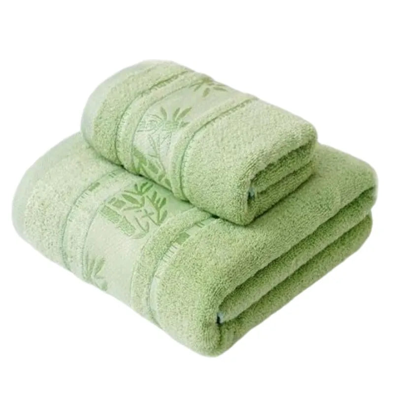 2pcs Bamboo Fiber Towels Sets 34x74cm 70x140cm Home Bath Towels Adults Face Towel Thick Absorbent Luxury Bathroom Gift Towels