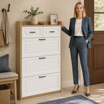Slim Entryway Shoe Storage Cabinet
