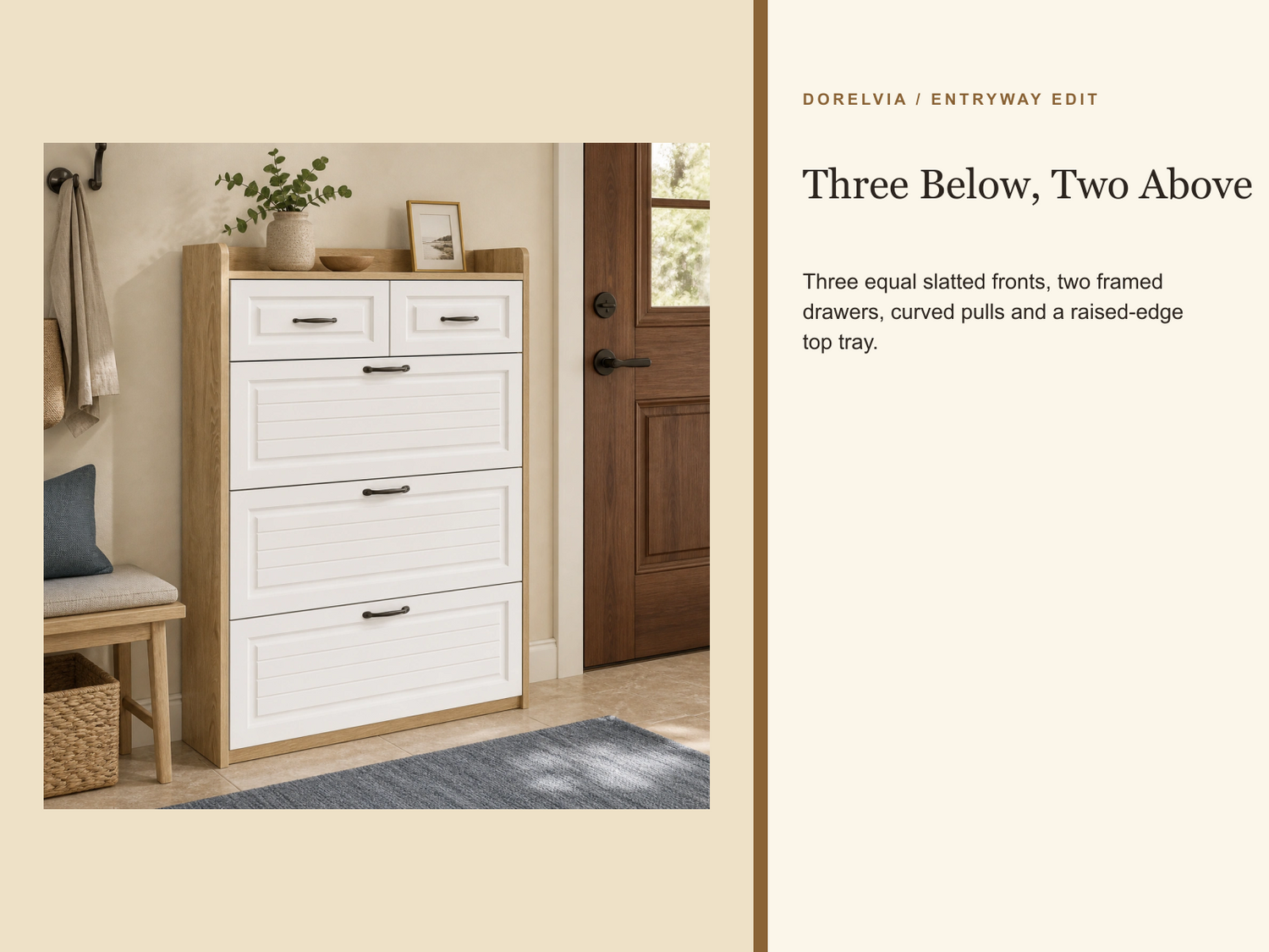 Dorelvia Slim Entryway Shoe Storage Cabinet — dorelvia entryway cabinet feature overview 3 plus 2