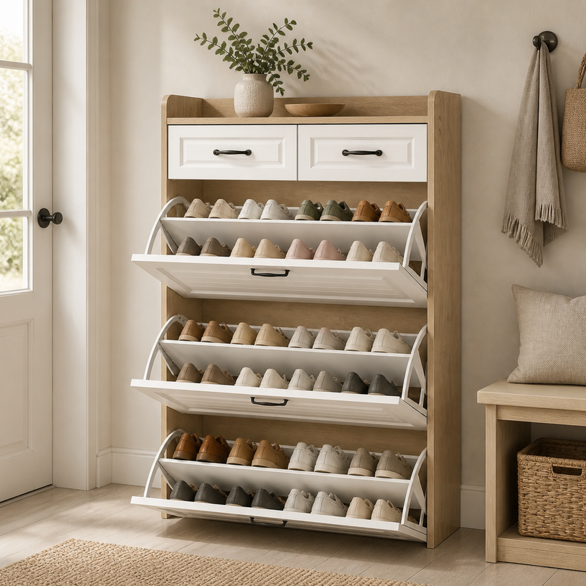 Slim Entryway Shoe Storage Cabinet