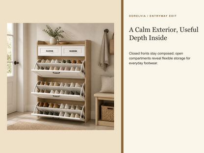 dorelvia entryway cabinet organized storage closed open