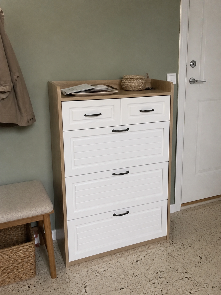 Dorelvia Slim Entryway Shoe Storage Cabinet customer review — dorelvia entryway cabinet review 01 natural wood