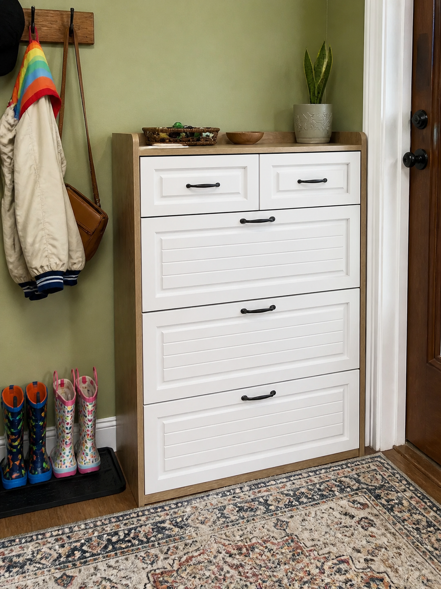 Dorelvia Slim Entryway Shoe Storage Cabinet customer review — dorelvia entryway cabinet review 07 natural wood