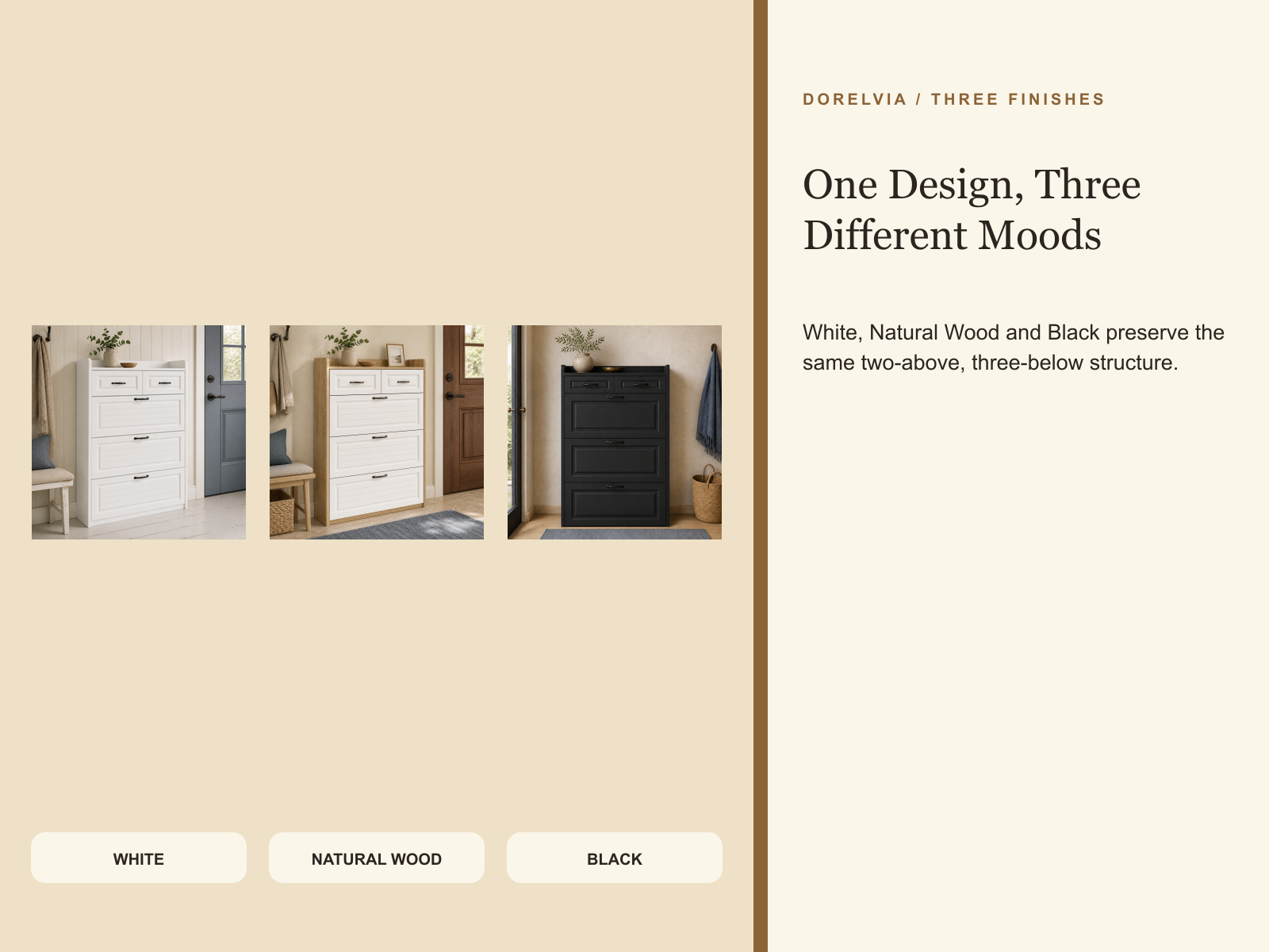 dorelvia entryway cabinet three finishes