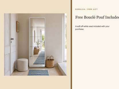 dorelvia mirror cabinet boucle pouf free gift informational