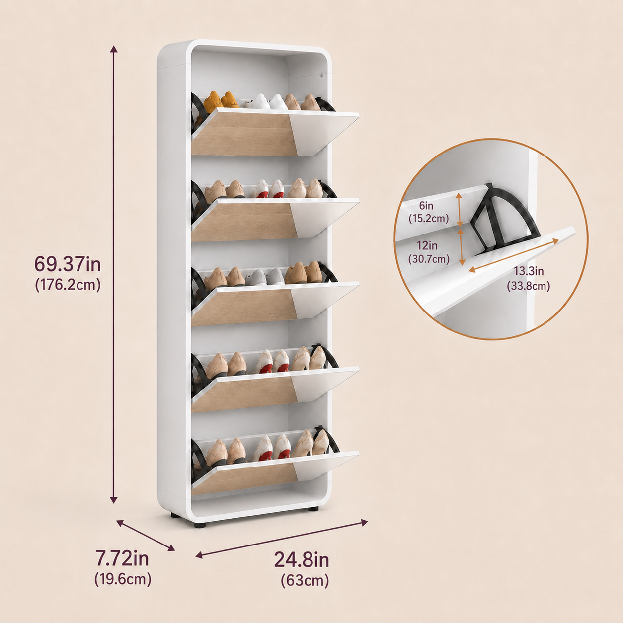 Dorelvia Slim 5 Mirror Shoe Cabinet — dorelvia mirror cabinet canonical dimensions