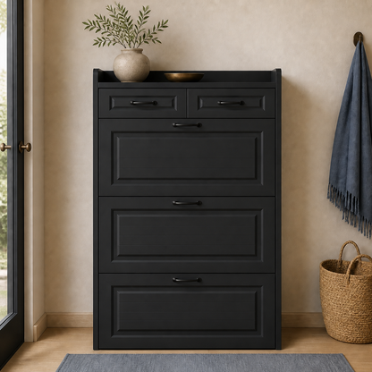 dorelvia slim entryway shoe storage cabinet hero black