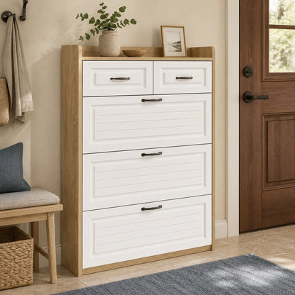 dorelvia slim entryway shoe storage cabinet hero natural wood