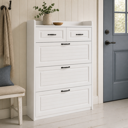 dorelvia slim entryway shoe storage cabinet hero white